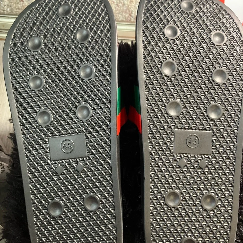 SHEIN Black Slide Sandals with Red and Green Stripes - Picture 7 of 7